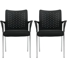 Offices to Go Capra Plastic Back Fabric Guest Chair, Black, 2/Carton (OTG11740B)