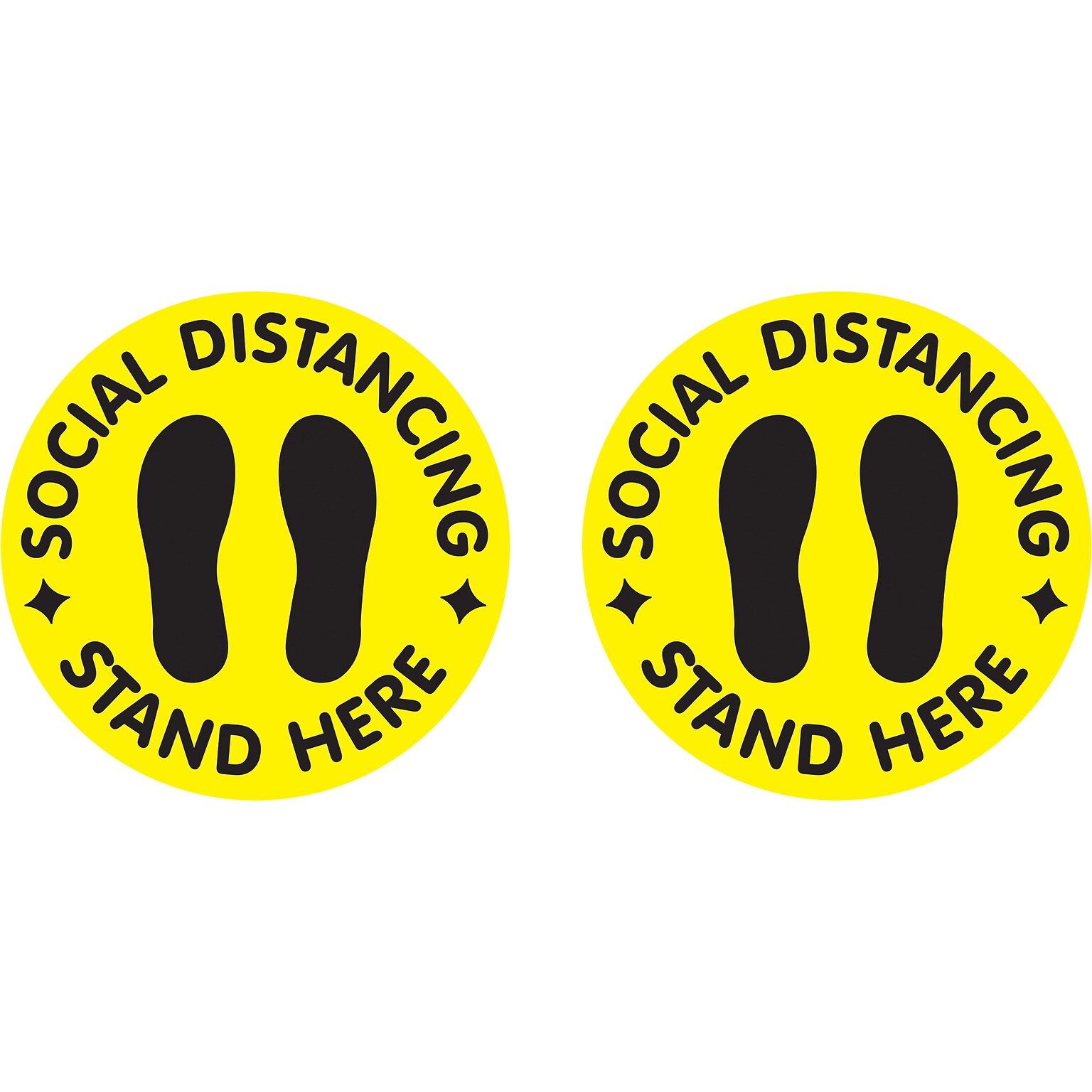 Cosco Floor Decal Social Distancing Stand Here, PVC, 12, Yellow/Black, 2/Pack (098492PK2)