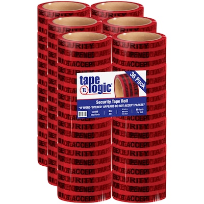 Tape Logic 2 x 60 yds. x 2.5 mil Secure Tape,  Red, 36/Carton