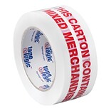 Tape Logic® Pre-Printed Carton Sealing Tape, Mixed Merchandise, 2.2 Mil, 2 x 110 yds., Red/White,