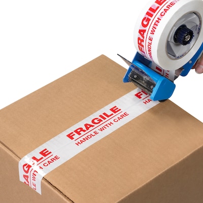 Tape Logic® Pre-Printed Carton Sealing Tape, "Fragile Handle With Care", 2.2 Mil, 2" x 110 yds., Red/White, 36/Case (T902P02)