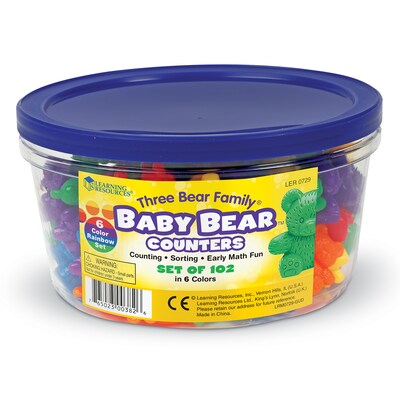 Baby Bear Counters, 6 colors, Set of 102 (LER0729)