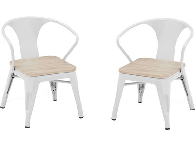 Delta Children Bistro Metal Back Wood Chair Set, White/Driftwood (560301-1313)