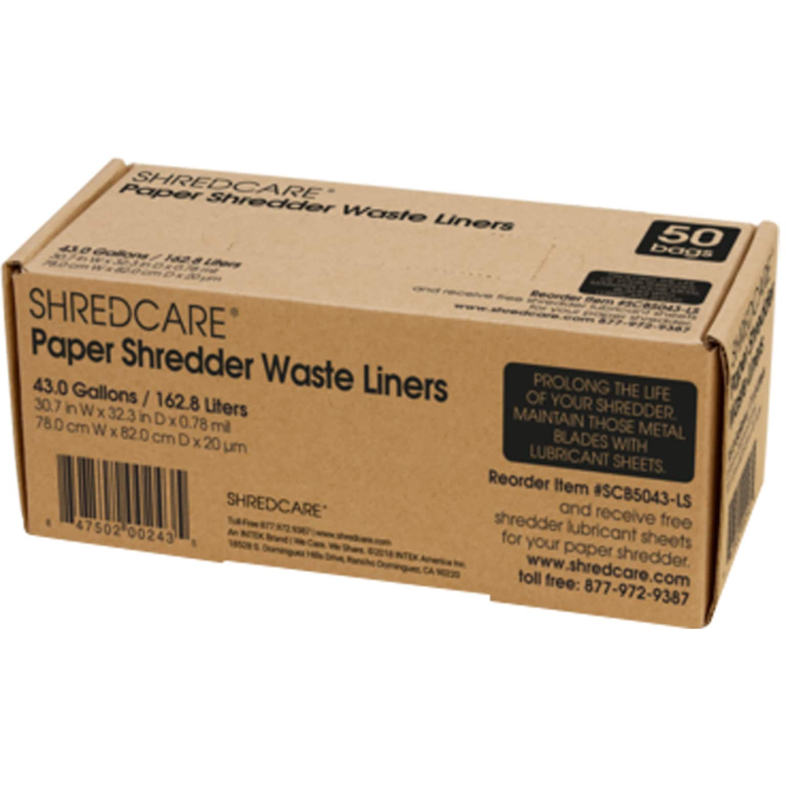 ShredCare Shredder Waste Liners, 43 Gal., 50/Pack (SCB5043)