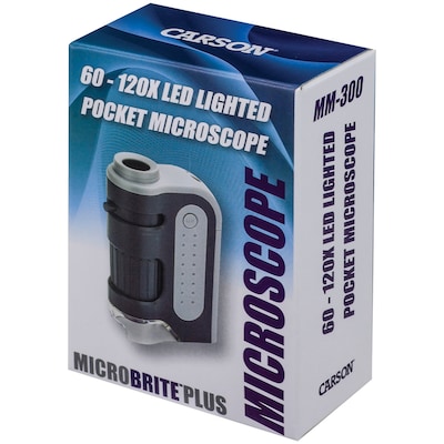 Carson Optical MicroBrite Plus 60x–120x LED Pocket Microscope, (MM-300)