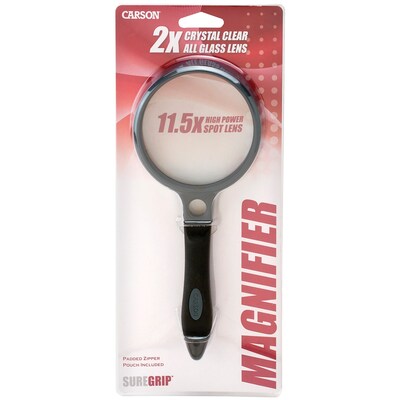 Carson Optical SureGrip 2x Soft-Grip Magnifier with 11.5x Spot Lens (SG-10)
