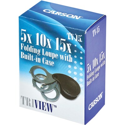 Carson Optical TriView 5x–15x Folding Magnifier, (TV-15)