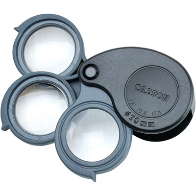 Carson Optical TriView 5x–15x Folding Magnifier, (TV-15)