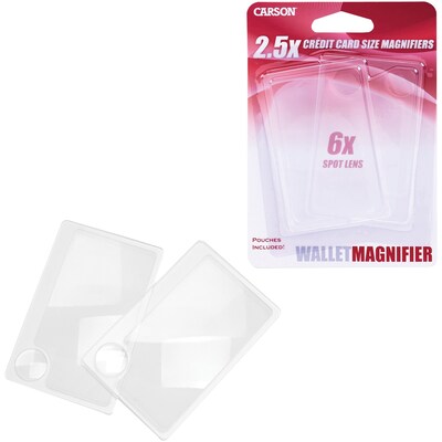 Carson Optical Credit Card-Size Magnifier with 6x Spot Lens, 2-Pack (WM-01)