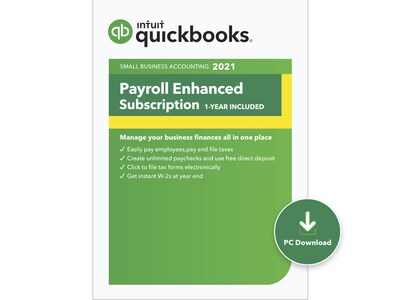 QuickBooks® Desktop Payroll Enhanced 2021 for 1 User, Windows, Download (0608428)