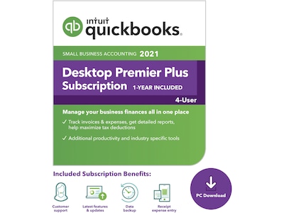 QuickBooks® Desktop Premier Plus 2021 for 4 Users, Windows, Download (0608331)