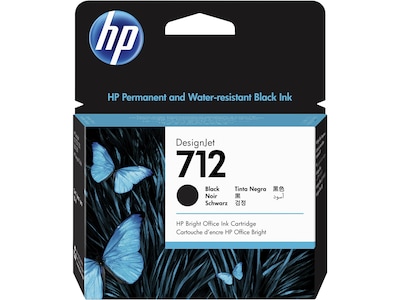 HP 712 Black Standard Yield Ink Cartridge, 80ml (3ED71A)