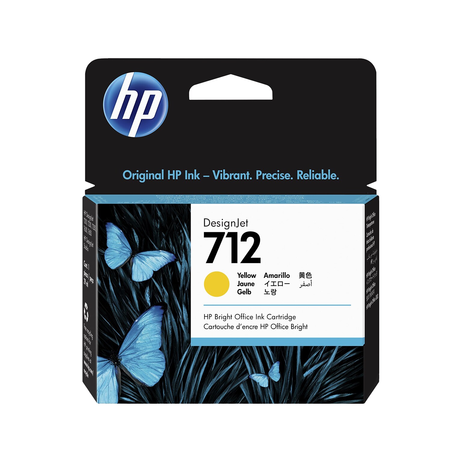 HP 712 Yellow Standard Yield Ink Cartridge, Prints Up to 100 Pages (3ED69A)