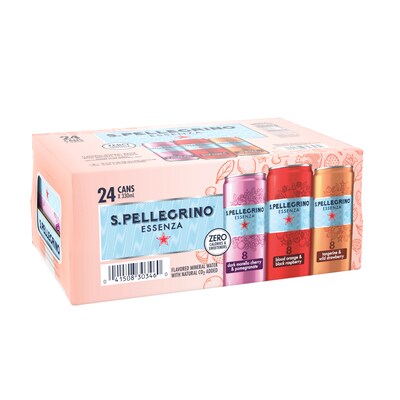 S.Pellegrino Essenza Flavored Mineral Water, Variety Pack 11.15 fl oz. Cans, 24/Pack (12378773)