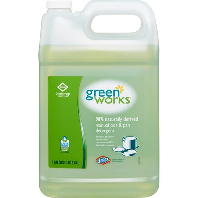 Clorox Commercial Solutions® Green Works® Manual Pot & Pan Dishwashing Liquid, 128 Ounces (30388)