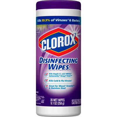 Clorox Disinfecting Wipes, Bleach Free Cleaning Wipes, Fresh Lavender, 35 Wipes/Pack (01654)