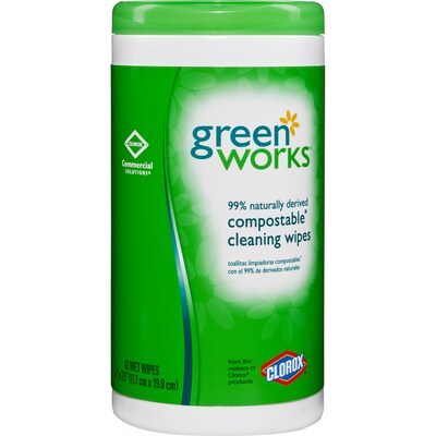 Clorox Commercial Solutions® Green Works® Compostable Cleaning Wipes, Biodegradable Cleaning Wipes - 62 Count (30380)