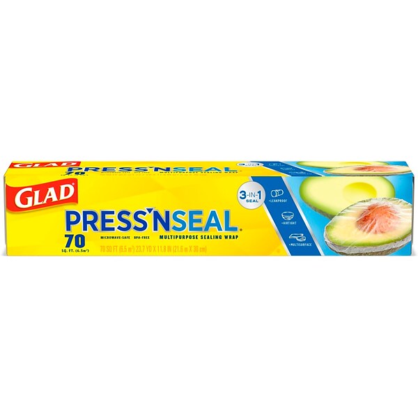 Glad® Pressn Seal Plastic Food Wrap, 70 Sq. Ft. Roll, 12 Boxes/Carton (70441)