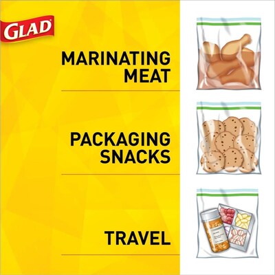 Glad® Zipper Storage Bags, Quart, 25/Box (55052)