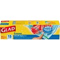Glad® Zipper Freezer Bags, Gallon, 15 Bags/Box (57034)