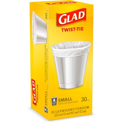 Glad Small Drawstring Trash Bags with Clorox 4 Gallon, Grey Grey