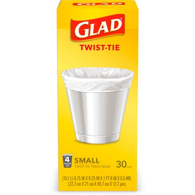 Glad White Garbage Bags - Small 25 Litres - Febreze Fresh Clean Scent, 24 Trash Bags