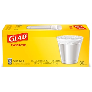 Glad Trash Bags, Twist-Tie, Small, 4 Gallon - 30 bags