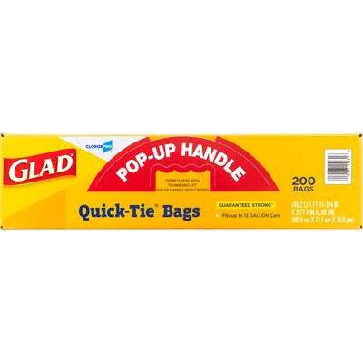 Glad® Quick-Tie® Tall Kitchen CloroxPro™ Trash Bags - 13 Gallon - 200 Count (15931)