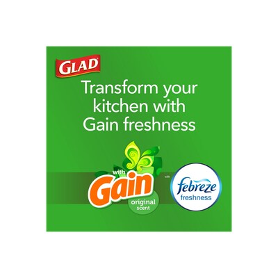 Glad ForceFlex Tall Kitchen Drawstring Trash Bags, 13 Gal., Gain Original Scent, White, 80/Box (32483)