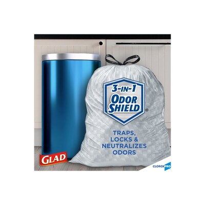 CloroxPro™ Glad ® ForceFlex Tall Kitchen Drawstring Trash Bags, 13 Gallon Grey Trash Bag, 100 Count (70427)