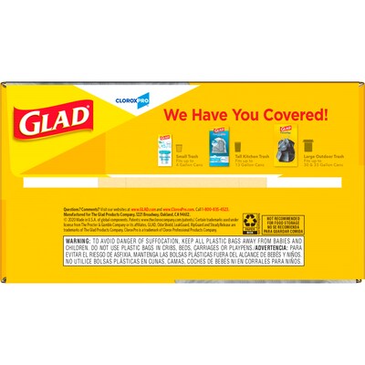 CloroxPro™ Glad ® ForceFlex Tall Kitchen Drawstring Trash Bags, 13 Gallon Grey Trash Bag, 100 Count (70427)
