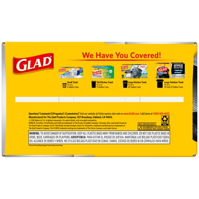 Glad Large ForceFlexPlus™ 30 Gallon Black Trash Bag, 70 Count (70358)