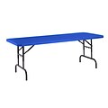 NPS® 72 x 30 Plastic Adjustable Blow Molded Rectangular Folding Table, Blue, 4/Pack