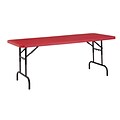 NPS® 72 x 30 Plastic Adjustable Blow Molded Rectangular Folding Table, Red, 4/Pack