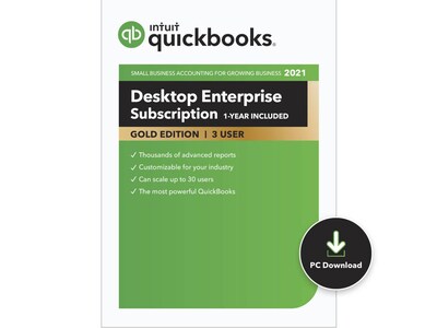 QuickBooks® Desktop Enterprise Gold 2021 for 3 Users, Windows, Download (0608359)