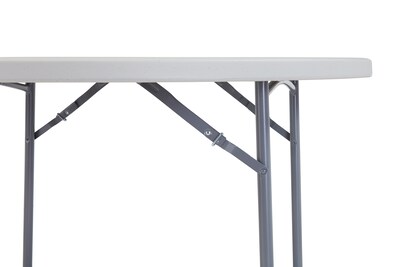 NPS® 71" Plastic Lightweight Blow Molded Round Folding Table, Speckled Gray, 2/Pack