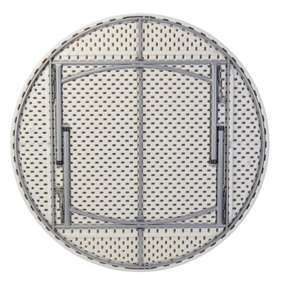 NPS® 71" Plastic Lightweight Blow Molded Round Folding Table, Speckled Gray, 2/Pack