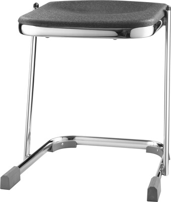 NPS® 6600 Series Elephant Z-Stool 18" Blow Molded Heavy Duty Chrome Plated Steel Stool, Black