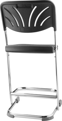National Public Seating® 22" 6600 Series Blow Molded Polypropylene Z-Stool with Backrest, Black, 3/Pack (6622B/3)