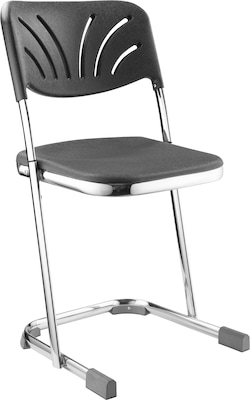 National Public Seating 18 6600 Series Blow Molded Polypropylene Z-Stool with Backrest, Black, 3/Pa