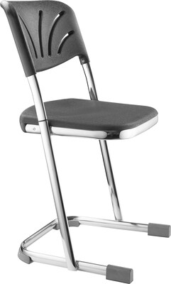 National Public Seating 18" 6600 Series Blow Molded Polypropylene Z-Stool with Backrest, Black, 3/Pack (6618B/3)