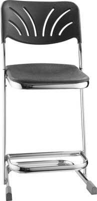 National Public Seating® 22 6600 Series Blow Molded Polypropylene Z-Stool with Backrest, Black, 3/P