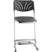 National Public Seating® 22 6600 Series Blow Molded Polypropylene Z-Stool with Backrest, Black, 3/P