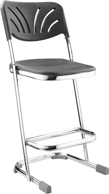 National Public Seating 24 6600 Series Blow Molded Polypropylene Z-Stool with Backrest, Black, 3/Pa