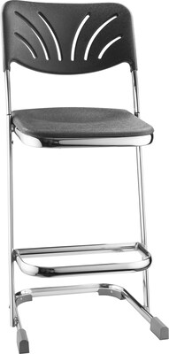 National Public Seating 24 6600 Series Blow Molded Polypropylene Z-Stool with Backrest, Black, 3/Pa