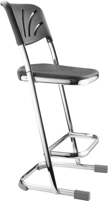 National Public Seating 24" 6600 Series Blow Molded Polypropylene Z-Stool with Backrest, Black, 3/Pack (6624B/3)