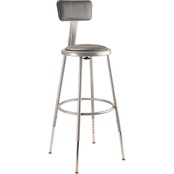 National Public Seating Vinyl Computer and Desk Stool, Gray (6424HB1)