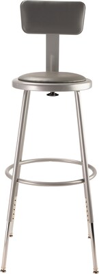 National Public Seating Vinyl Computer and Desk Stool, Gray (6424HB1)