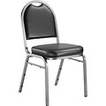 NPS #9210-SV Dome-Back Vinyl Padded Stack Chair, Panther Black/Silvervein - 80 Pack