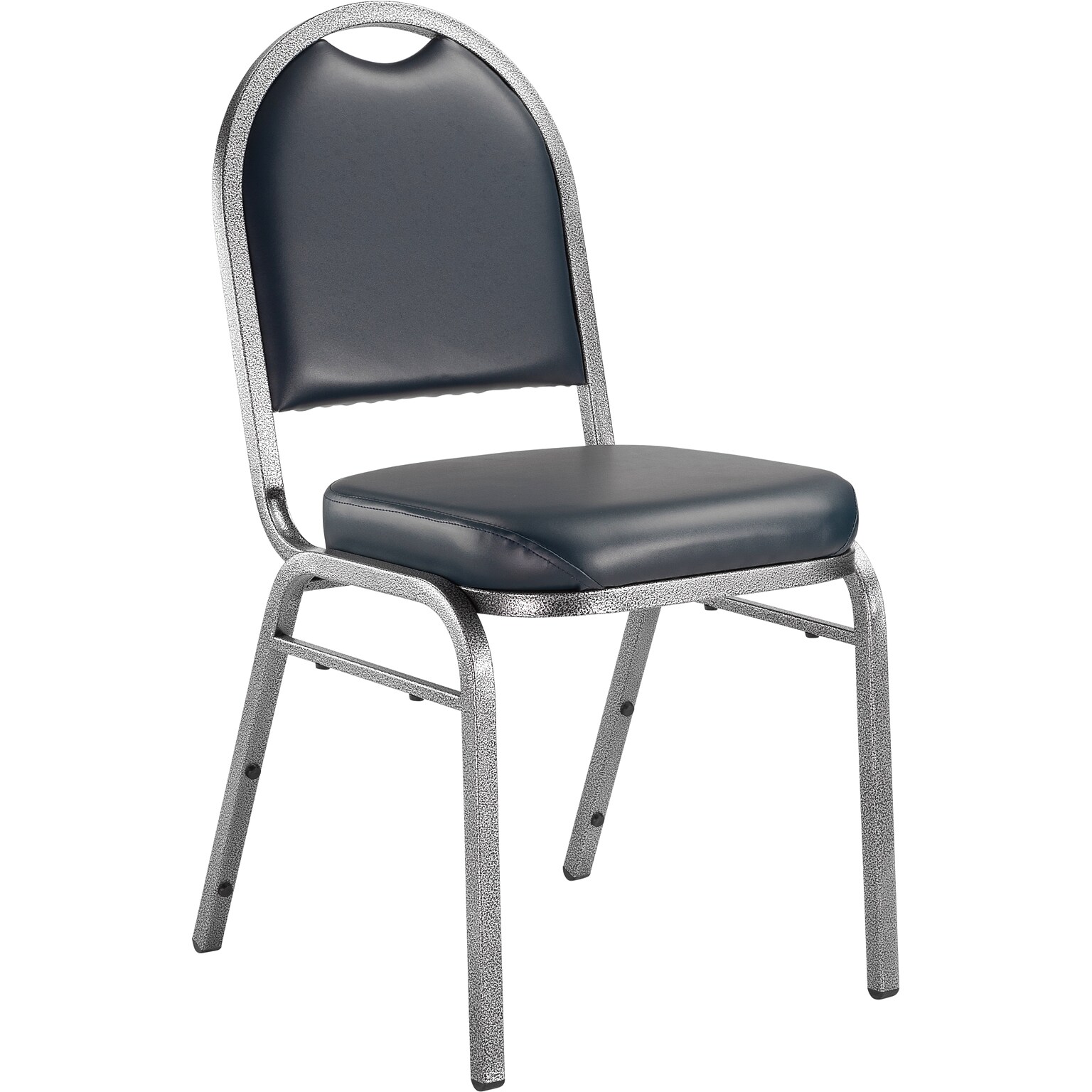 NPS #9204-SV Dome-Back Vinyl Padded Stack Chair, Midnight Blue/Silvervein